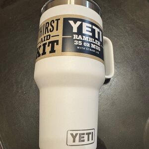 YETI Stainless Steel and White Mug